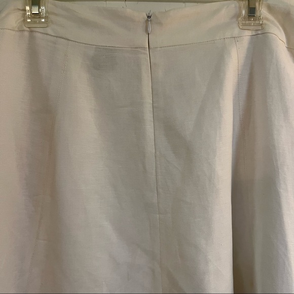 White buttoned long mid-calf length midi skirt cotton blend and linen plus size - Picture 6 of 12